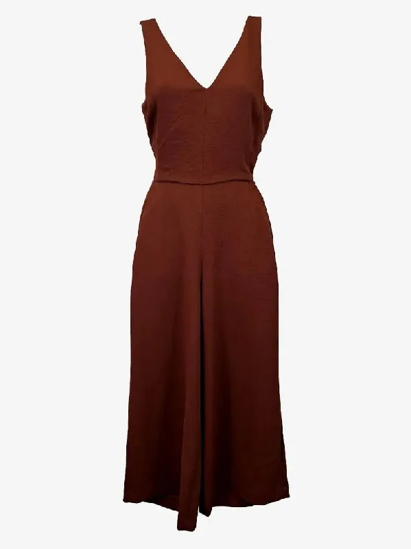 Wilfred Elegant Evening Mocha Jumpsuit Size XS Wide leg denim jumpsuit, Casual, Comfortable, Trendy