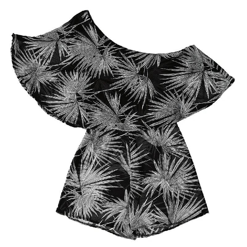 Maxbell Maxbell Women Sexy One Shoulder High Waist Print Ruffle Short Jumpsuit Playsuit XL One-shoulder jumpsuit, Sexy, Fashionable, Night out
